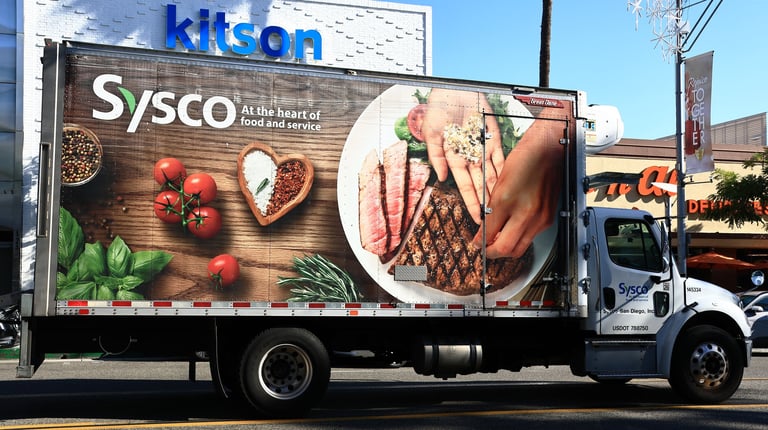 Fleet vehicle graphics on a commercial delivery truck